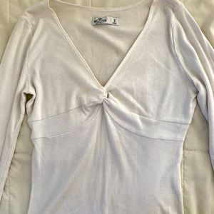 Hollister Tie Knot White Long Sleeve Top